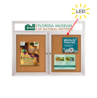 Enclosed Indoor Bulletin Boards 50 x 40 with Header & Lights (Radius Edge) (2 DOORS)