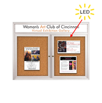 Enclosed Indoor Bulletin Boards 84 x 36 with Header & Lights (Radius Edge) (2 DOORS)