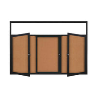 84 x 48 INDOOR Enclosed Bulletin Boards with Header & Lights (3 DOORS)