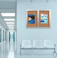 Enclosed Indoor Bulletin Boards 40 x 40 with Interior Lighting and Radius Edge (2 DOORS)