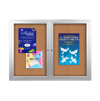 Enclosed Indoor Bulletin Boards 48 x 60 with Interior Lighting and Radius Edge (2 DOORS)