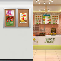Enclosed Indoor Bulletin Boards 60 x 48 with Interior Lighting and Radius Edge (2 DOORS)