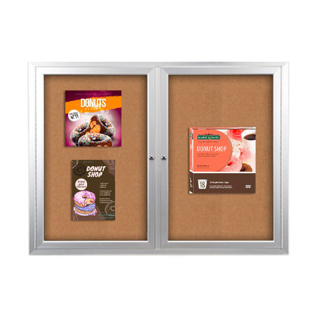 Enclosed Indoor Bulletin Boards 60 x 60 with Interior Lighting and Radius Edge (2 DOORS)