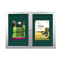 Enclosed Indoor Bulletin Boards 84 x 24 with Interior Lighting and Radius Edge (2 DOORS)