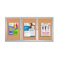 Enclosed Indoor Bulletin Boards 84 x 30 with Interior Lighting and Radius Edge (3 DOORS)