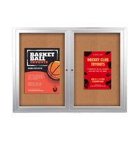 Enclosed Indoor Bulletin Boards 96 x 30 with Interior Lighting and Radius Edge (2 DOORS)