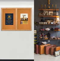 40 x 40  WOOD Indoor Enclosed Bulletin Cork Boards (2 DOORS)