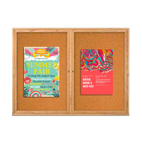 48 x 36  WOOD Indoor Enclosed Bulletin Cork Boards with Two Doors