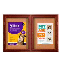 60 x 24  WOOD Indoor Enclosed Bulletin Cork Boards (2 DOORS)