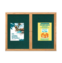 60 x 36  WOOD Indoor Enclosed Bulletin Cork Boards (2 DOORS)