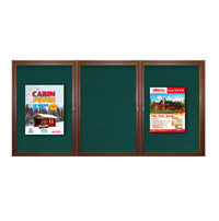 72 x 48  WOOD Indoor Enclosed Bulletin Cork Board with 3 Doors | Wall Mount Locking Cabinet in 3 Hardwood Finishes