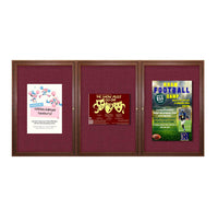 96 x 30  WOOD Indoor Enclosed Bulletin Cork Boards (3 DOORS)