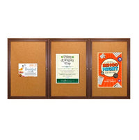 96 x 36  WOOD Indoor Enclosed Bulletin Cork Boards (3 DOORS)