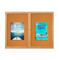 96 x 36  WOOD Indoor Enclosed Bulletin Cork Boards (2 DOORS)