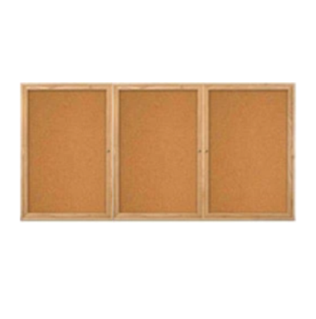 84 x 48  WOOD Indoor Enclosed Bulletin Cork Boards (3 DOORS)