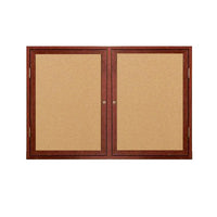 Enclosed Indoor Wood Bulletin Boards with Lockable 2 and 3-Door Wall Display Cases, 35+ Sizes in Three Hardwood Finishes