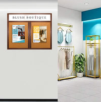 50 x 40 WOOD Indoor Enclosed Bulletin Cork Boards with Message Header (2 DOORS)