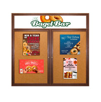 50 x 50 Indoor Wood Enclosed Bulletin Boards with Header & Lights (2 DOORS)