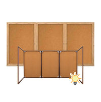72 x 36 WOOD Indoor Enclosed Bulletin Cork Boards with Interior Lighting (3 DOORS)