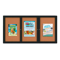 72x30 Enclosed Outdoor Bulletin Boards with Radius Edge (3 DOORS)