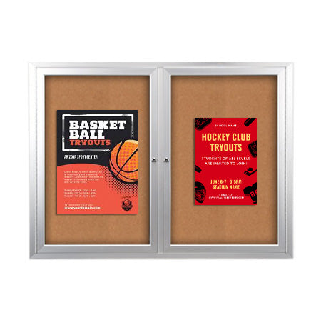 72x30 Enclosed Outdoor Bulletin Boards with Radius Edge (2 DOORS)