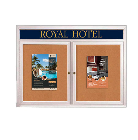 Enclosed Outdoor Bulletin Boards 60 x 48 with Header & Lights (Radius Edge) (2 DOORS)