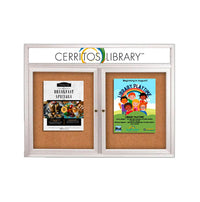 Enclosed Outdoor Bulletin Boards 72 x 24 with Header & Lights (Radius Edge) (2 DOORS)