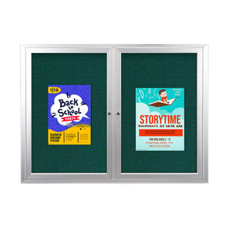 Enclosed Outdoor Bulletin Boards 96 x 30 with Interior Lighting and Radius Edge (2 DOORS)