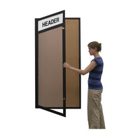 Radius Edge Extra Large Indoor Enclosed Bulletin Board SwingCases with Header and Lights