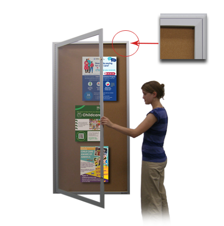 Extra Large Indoor 24 x 60 Enclosed Bulletin Board Swing Cases (Radius Edge)
