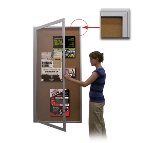 Extra Large Indoor 36 x 84 Enclosed Bulletin Board Swing Cases (Radius Edge)