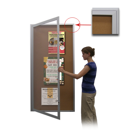 Extra Large Indoor 48 x 48 Enclosed Bulletin Board Swing Cases (Radius Edge)