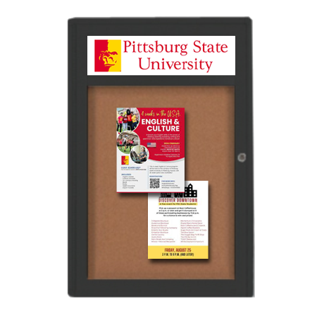 Extra Large 36 x 96 Indoor Enclosed Bulletin Board Swing Cases with Header (Radius Edge)