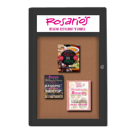 Extra Large 48 x 84 Indoor Enclosed Bulletin Board Swing Cases with Header (Radius Edge)