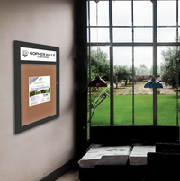 Extra Large Indoor Enclosed Bulletin Board Swing Cases 24 x 48 with Header and Lights (Radius Edge)