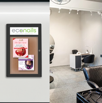 Extra Large Indoor Enclosed Bulletin Board Swing Cases 24 x 84 with Header and Lights (Radius Edge)