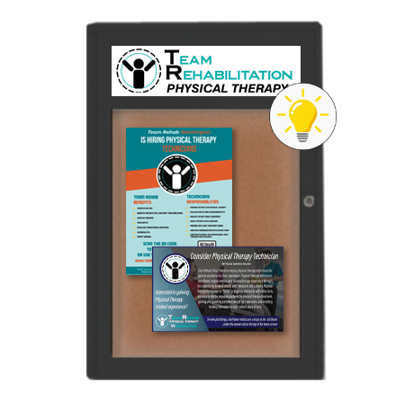 Extra Large Indoor Enclosed Bulletin Board Swing Cases 36 x 72 with Header and Lights (Radius Edge)