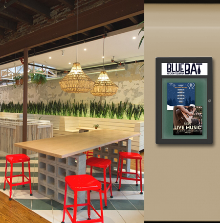 Extra Large Indoor Enclosed Bulletin Board Swing Cases 36 x 96 with Header and Lights (Radius Edge)