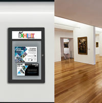 Extra Large Indoor Enclosed Bulletin Board Swing Cases 40 x 60 with Header and Lights (Radius Edge)