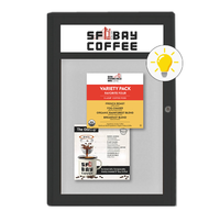 Extra Large Indoor Enclosed Bulletin Board Swing Cases 48 x 48 with Header and Lights (Radius Edge)