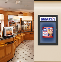 Extra Large Indoor Enclosed Bulletin Board Swing Cases 48 x 96 with Header and Lights (Radius Edge)