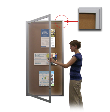 Extra Large 24 x 48 Indoor Enclosed Bulletin Board Swing Cases with Lights (Radius Edge)