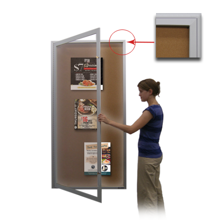 Extra Large 36 x 48 Indoor Enclosed Bulletin Board Swing Cases with Lights (Radius Edge)