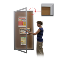 SwingCase Extra Large Indoor Enclosed Bulletin Board 36x72 with LED Lighting | Sleek Radius Edge Metal Cabinet Corners