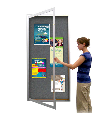 Extra Large 24x48 Outdoor Enclosed Bulletin Board Swing Cases with Lights (Single Door)