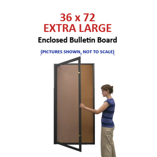 Extra Large 36x72 Outdoor Enclosed Bulletin Board Swing Cases with Lights (Single Door)
