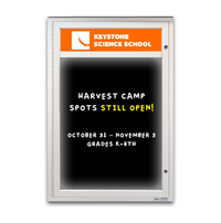 Extreme WeatherPlus Outdoor Enclosed Black Dry Erase Markerboard with Header and LED Lights