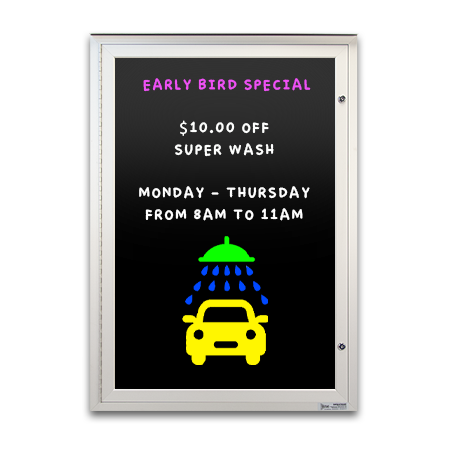 EXTREME WeatherPlus Radius Edge Outdoor Black Dry Erase Marker Board SwingCases | 13 Sizes + Custom Single Door