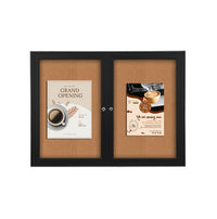 40 x 40 INDOOR Enclosed Bulletin Cork Boards 2 DOOR