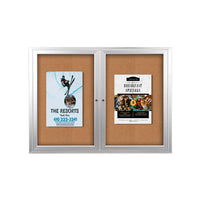 60 x 40 INDOOR Enclosed Bulletin Cork Boards 2 DOOR